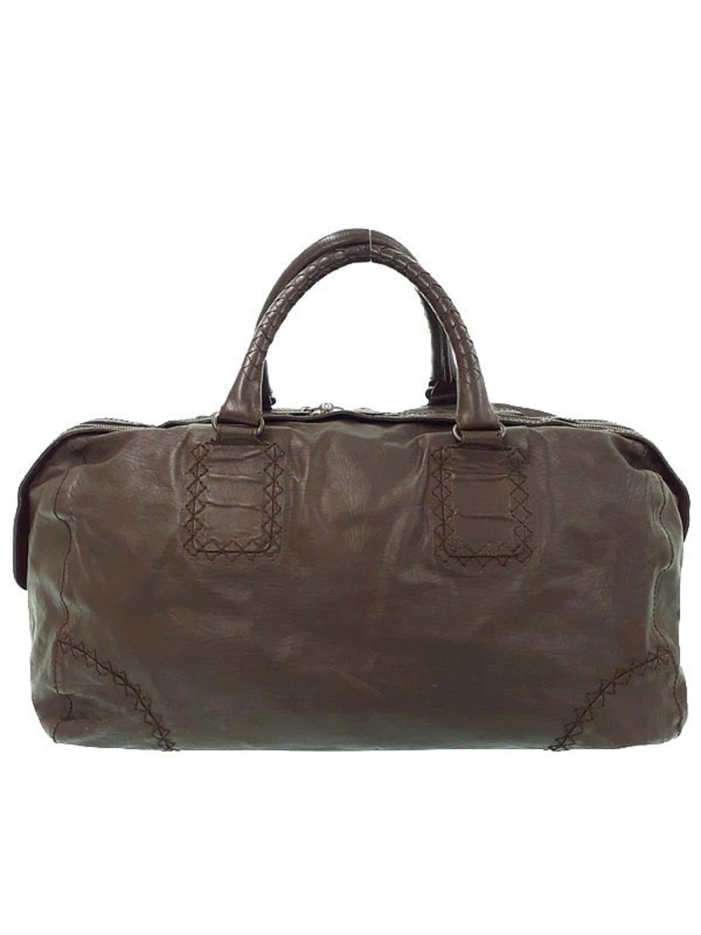 Bottega Veneta Boston bag dual braided woven intrecciato leather Brown
